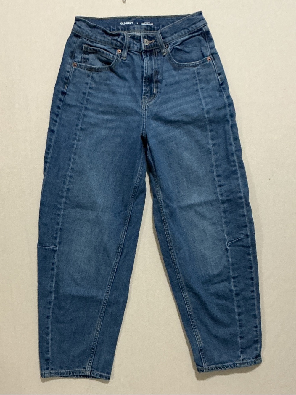 Old Navy Women's Barrel leg Jeans in Dark Blue Denim